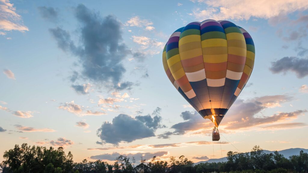 Hot air balloon in the English countryside