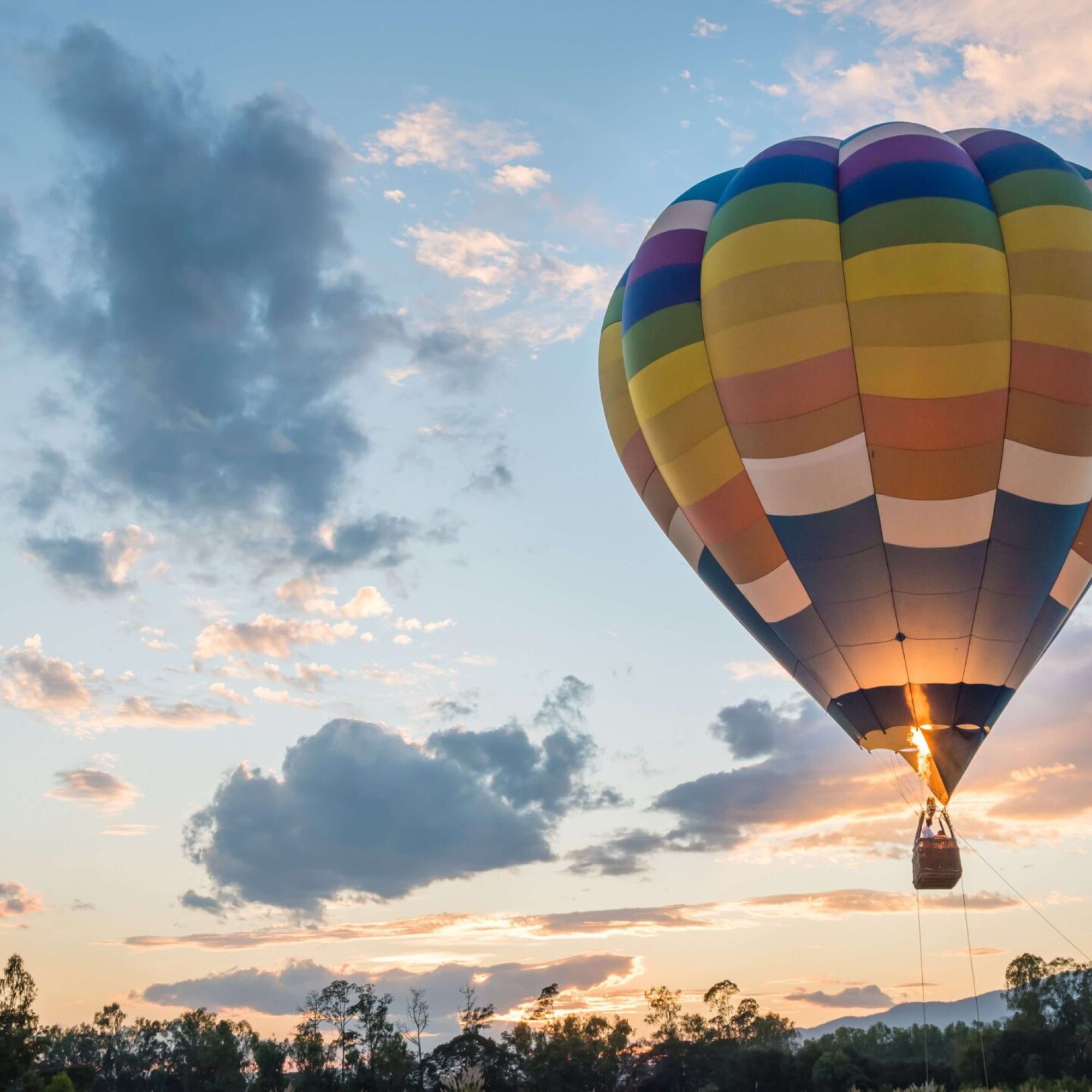 Hot air balloon in the English countryside