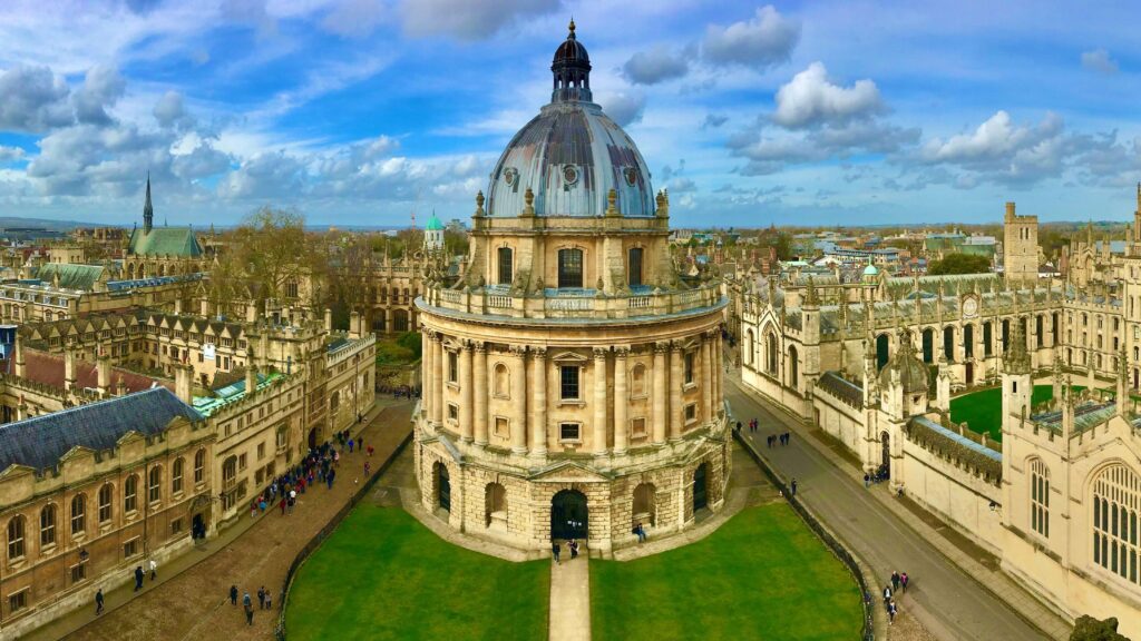 Oxford Bodleian Library under blue skies